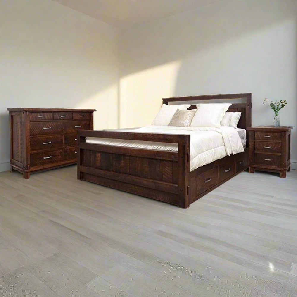 Timber Solid Wood Storage Bed