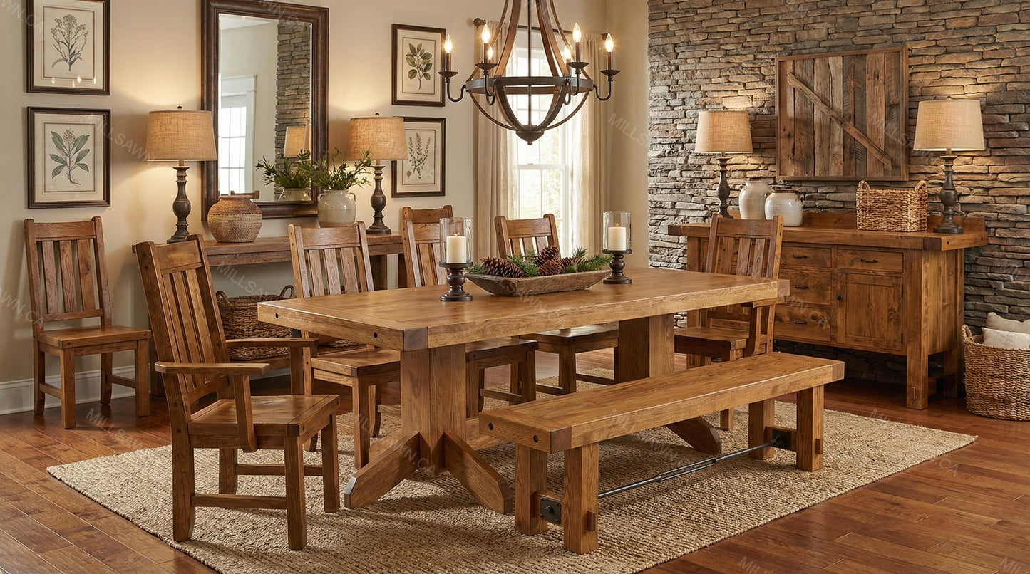 Benchmark Solid Wood Pedestal Dining Table