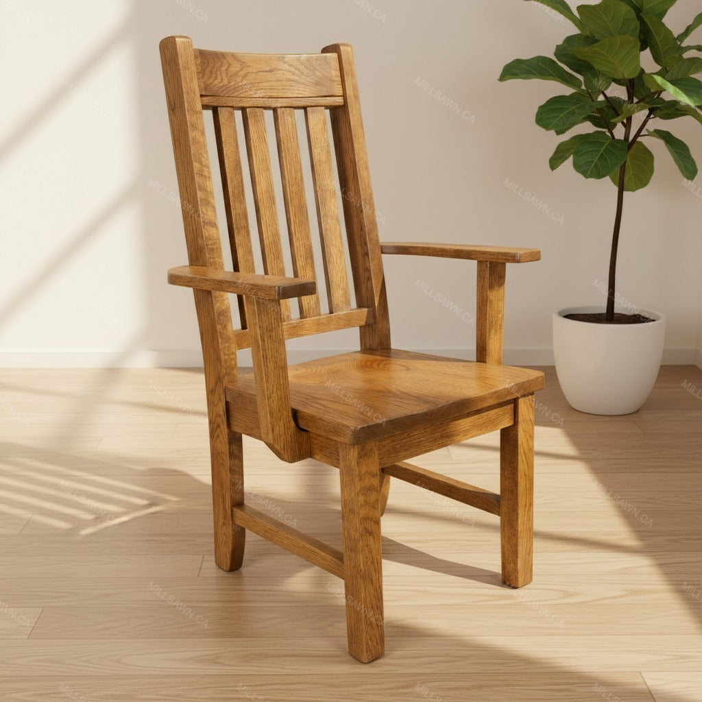 Benchmark Solid Wood Slatback Arm Chair
