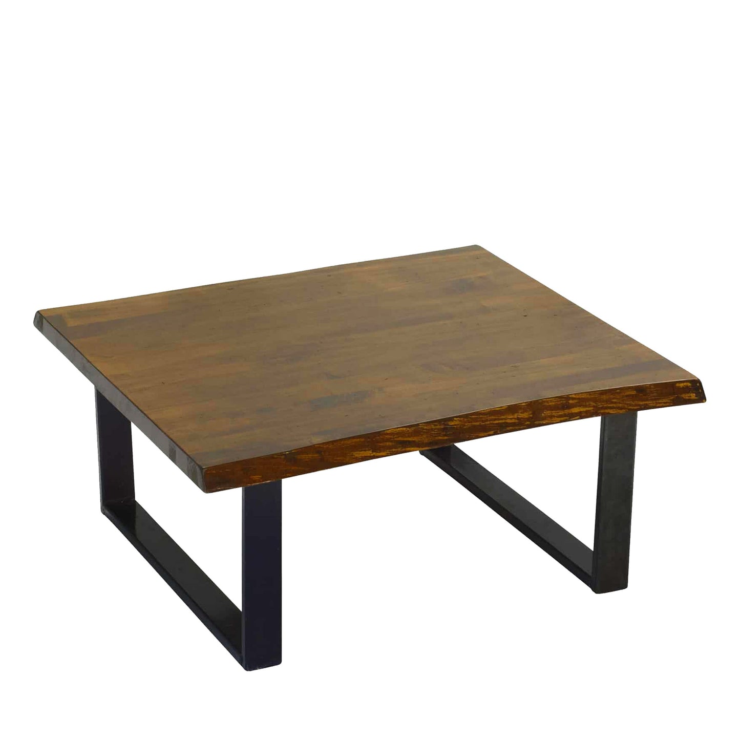Table basse Bogart avec plateau en bois massif et base en métal