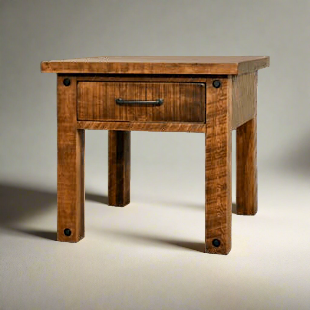 Alpine Solid Wood End Table With Drawer