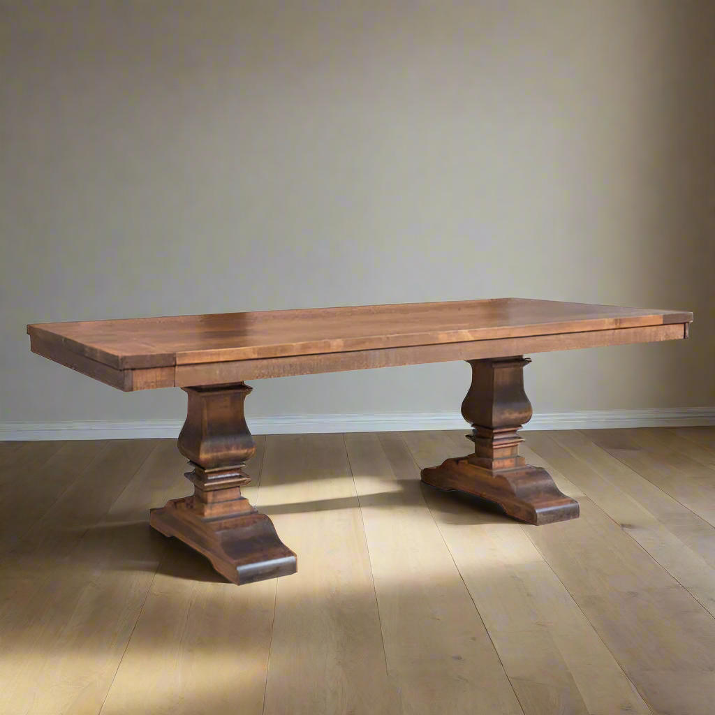 Heritage Double Pedestal Solid Wood Dining Table