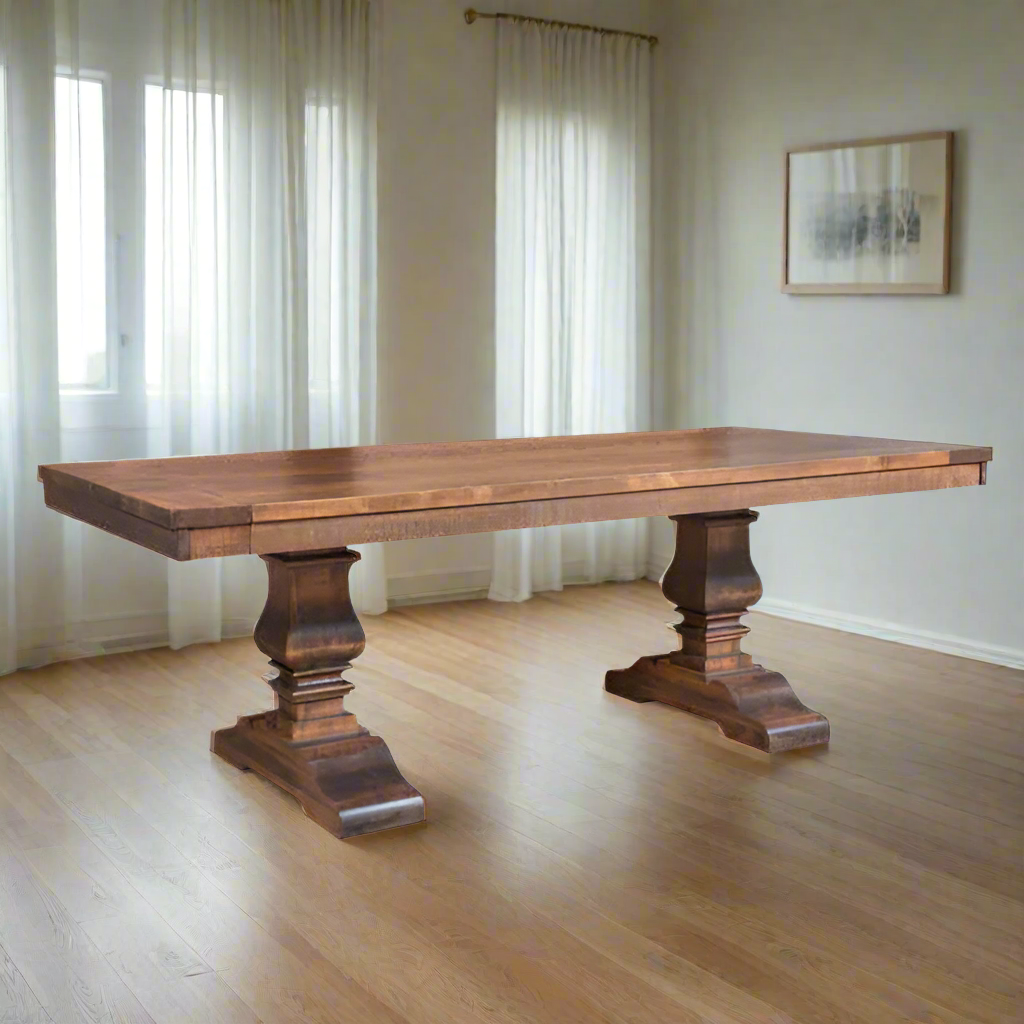 Table à manger Heritage en bois massif à double piédestal