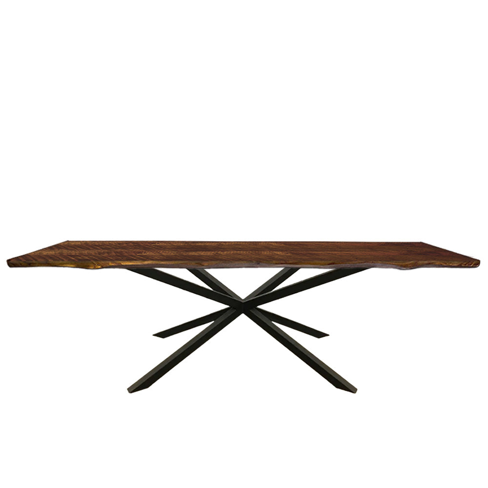 Table à manger Logan en bois massif avec base en métal