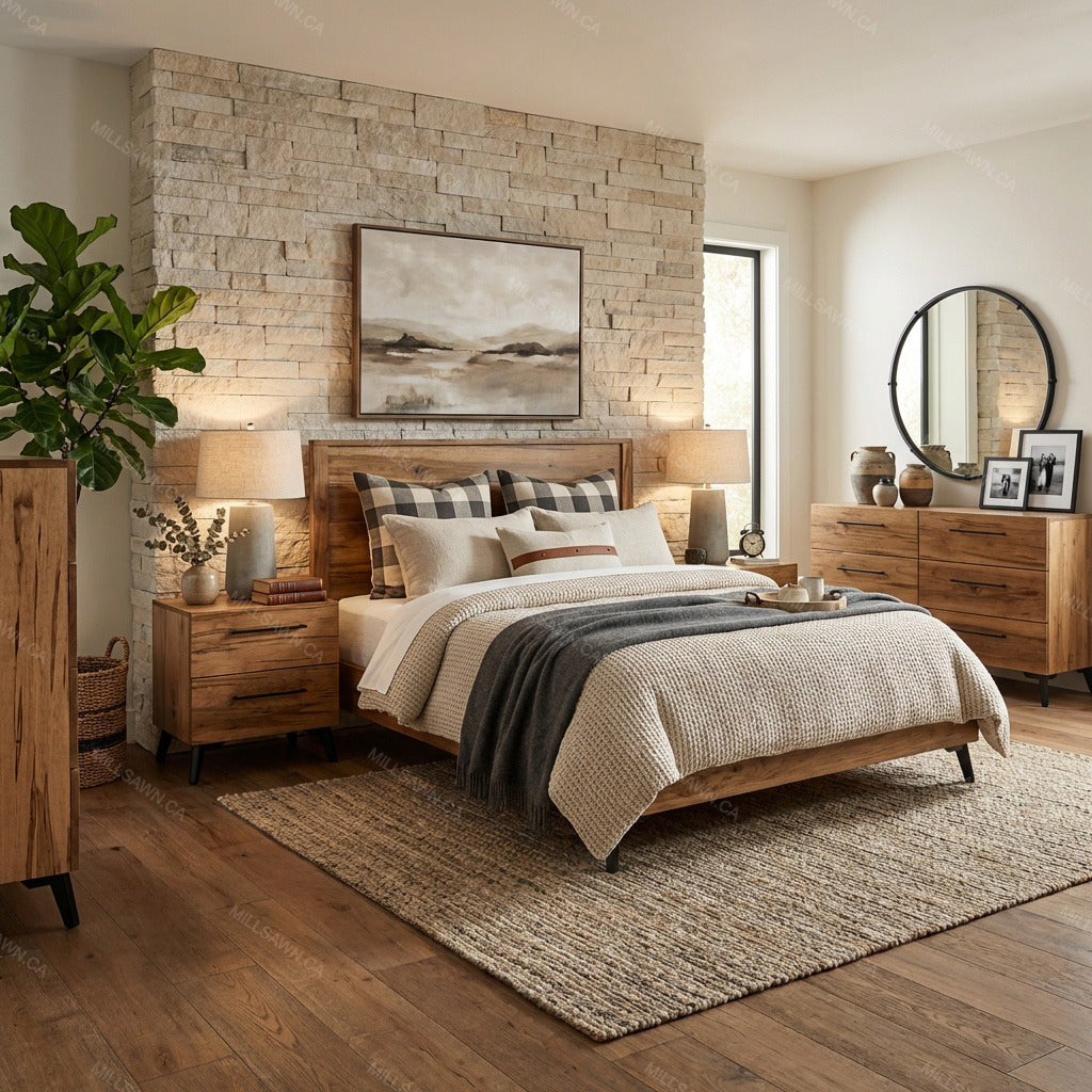 Cane Solid Wood Bed