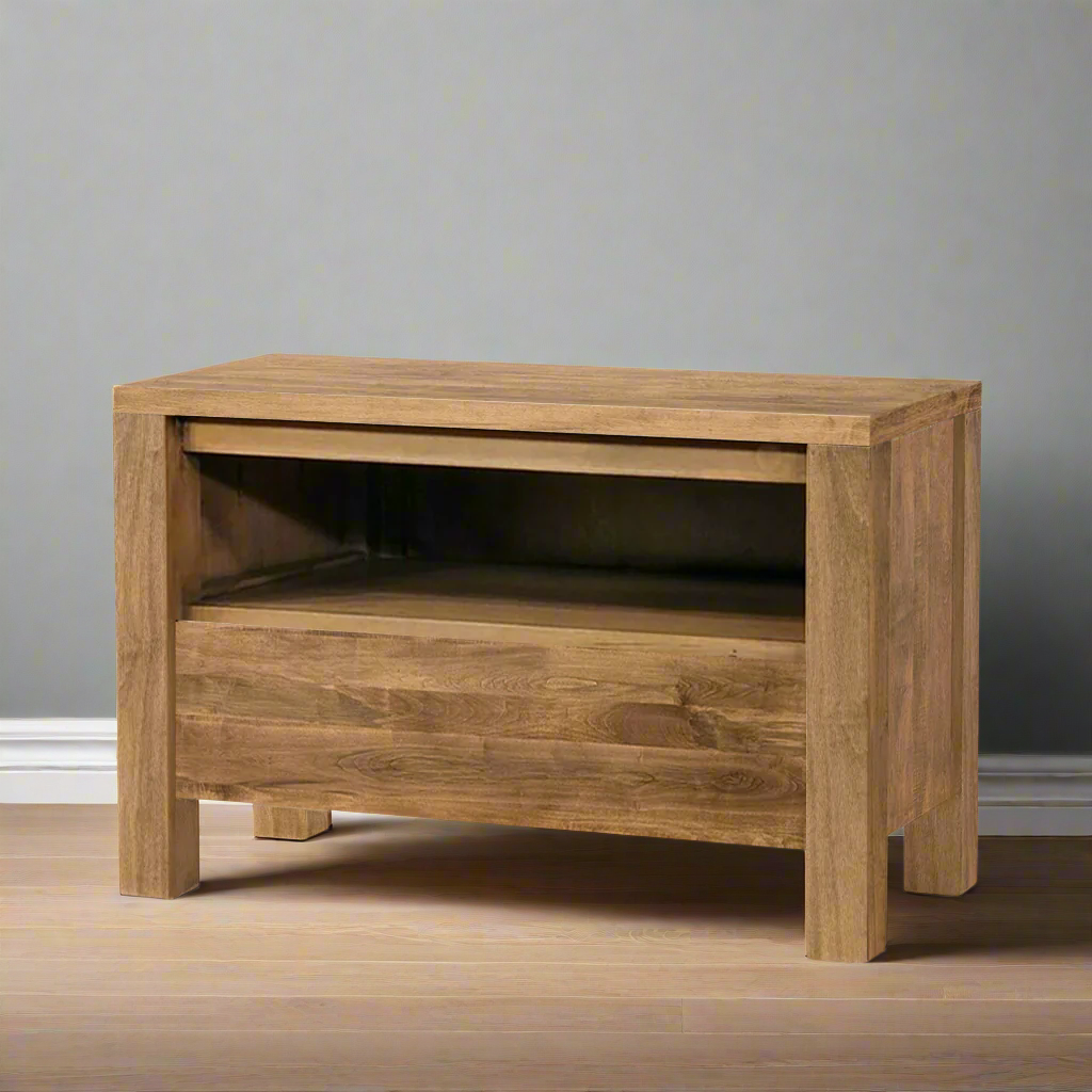 Wooden nightstand on a white background