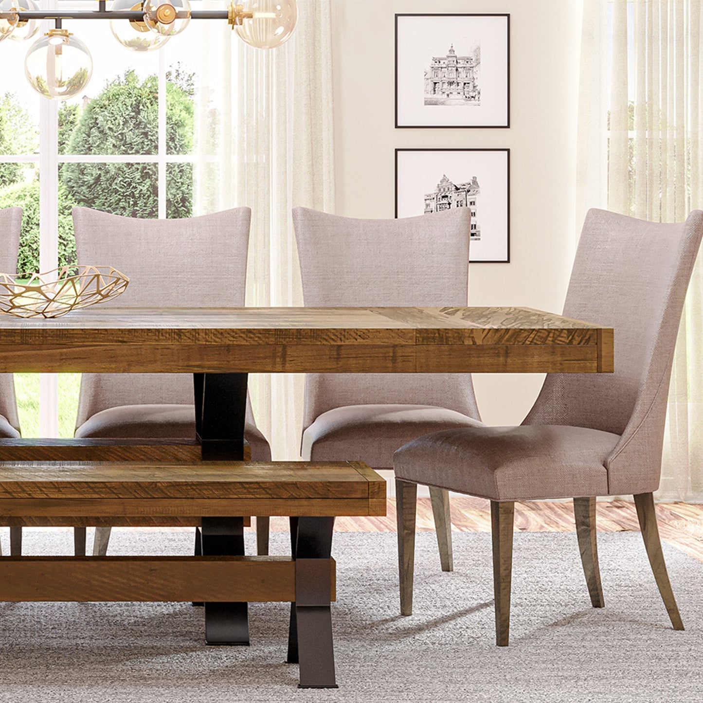 Ratcliffe Solid Wood Top With Metal Base Table + 2-16" End Leaves