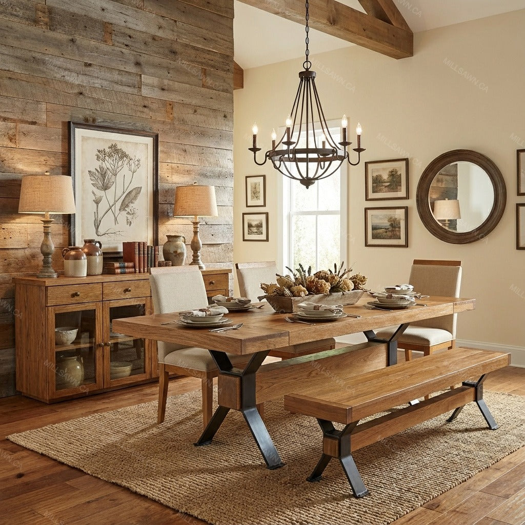 Ratcliffe Solid Wood Top With Metal Base Dining Table