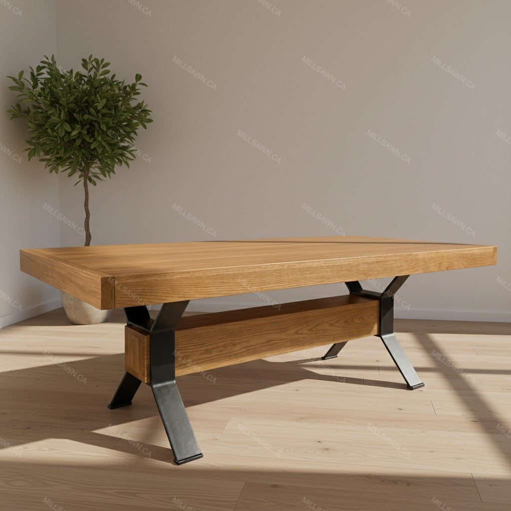 Ratcliffe Solid Wood Top With Metal Base Dining Table