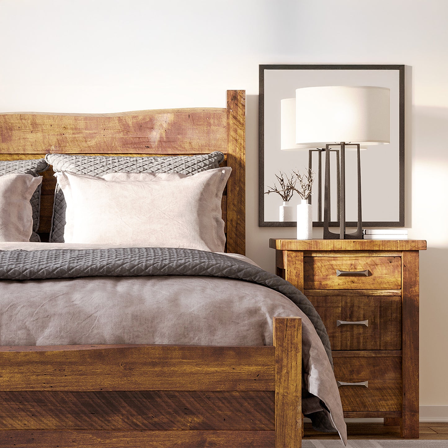 Edgewood Live Edge Solid Wood Flat Panel Bed
