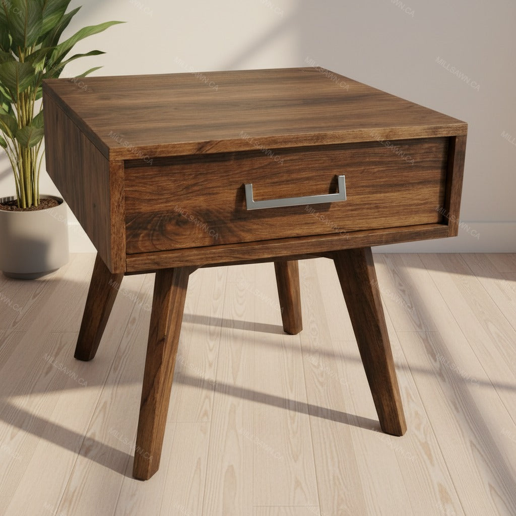 Vanguard Solid Wood End Table With Drawer