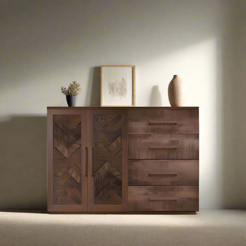 Bristol Sideboard With Drawers - Herringbone Wood Door