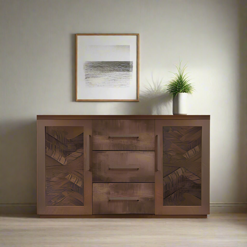 Bristol Sideboard With Drawers - Herringbone Wood Door