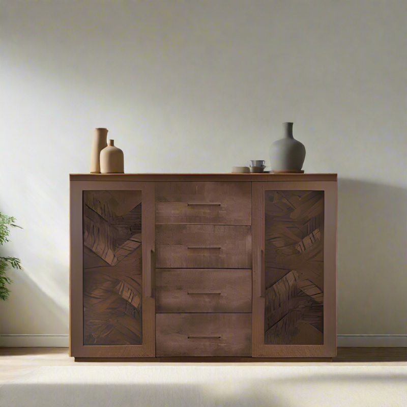 Bristol Sideboard With Drawers - Herringbone Wood Door