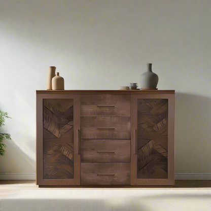 Bristol Sideboard With Drawers - Herringbone Wood Door
