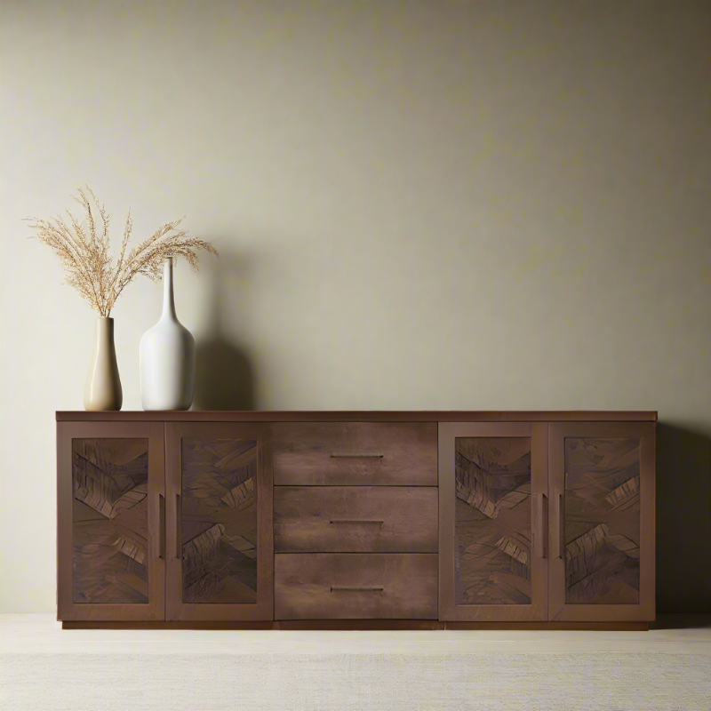 Bristol Sideboard With Drawers - Herringbone Wood Door