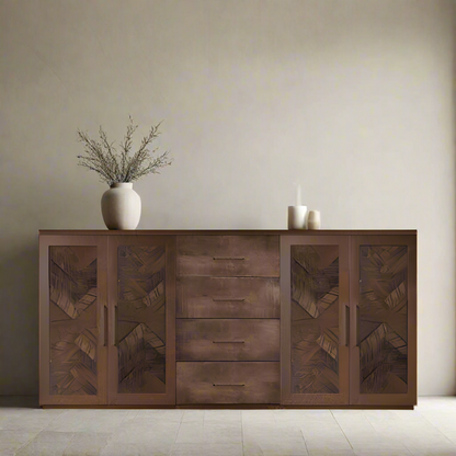 Bristol Sideboard With Drawers - Herringbone Wood Door