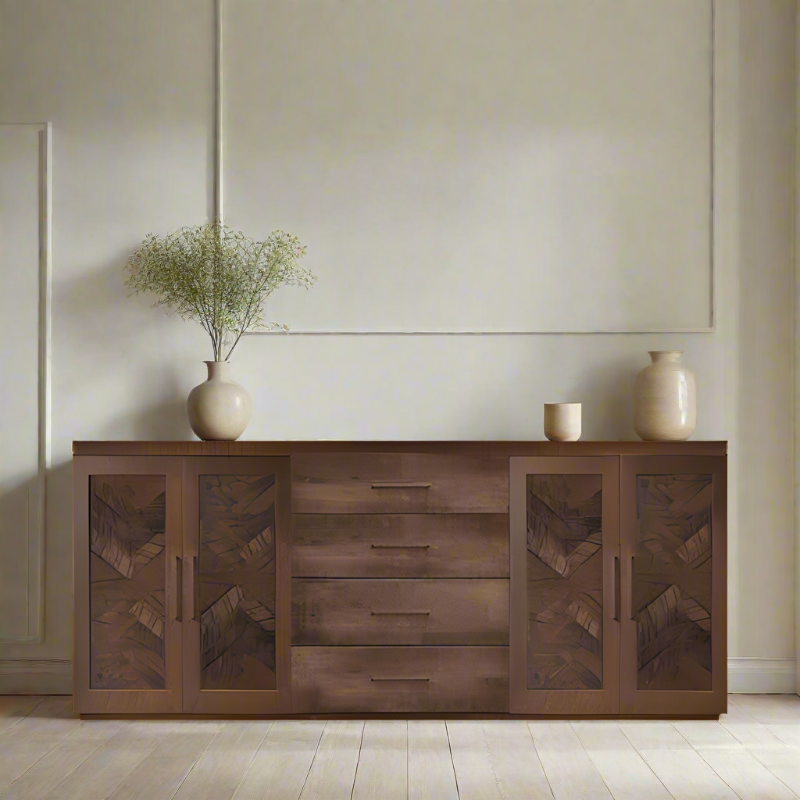 Bristol Sideboard With Drawers - Herringbone Wood Door