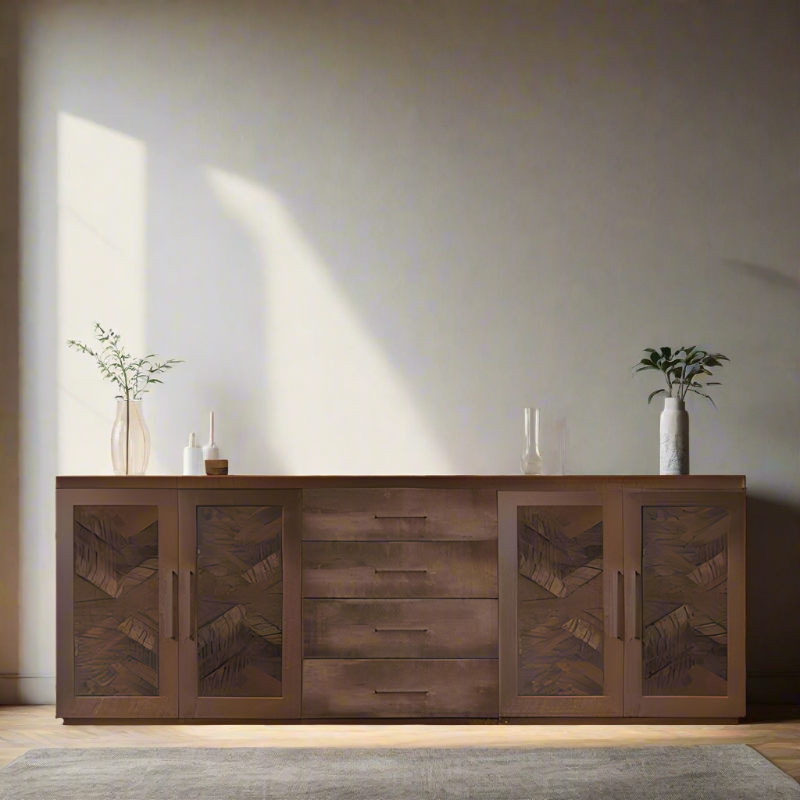 Bristol Sideboard With Drawers - Herringbone Wood Door