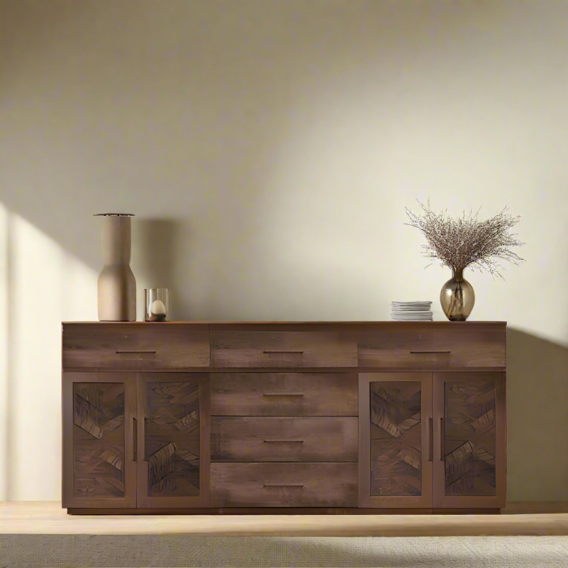 Bristol Sideboard With Drawers - Herringbone Wood Door