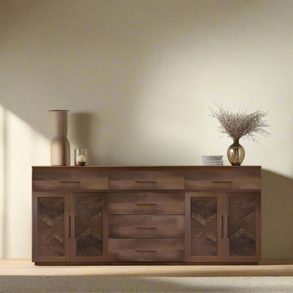 Bristol Sideboard With Drawers - Herringbone Wood Door