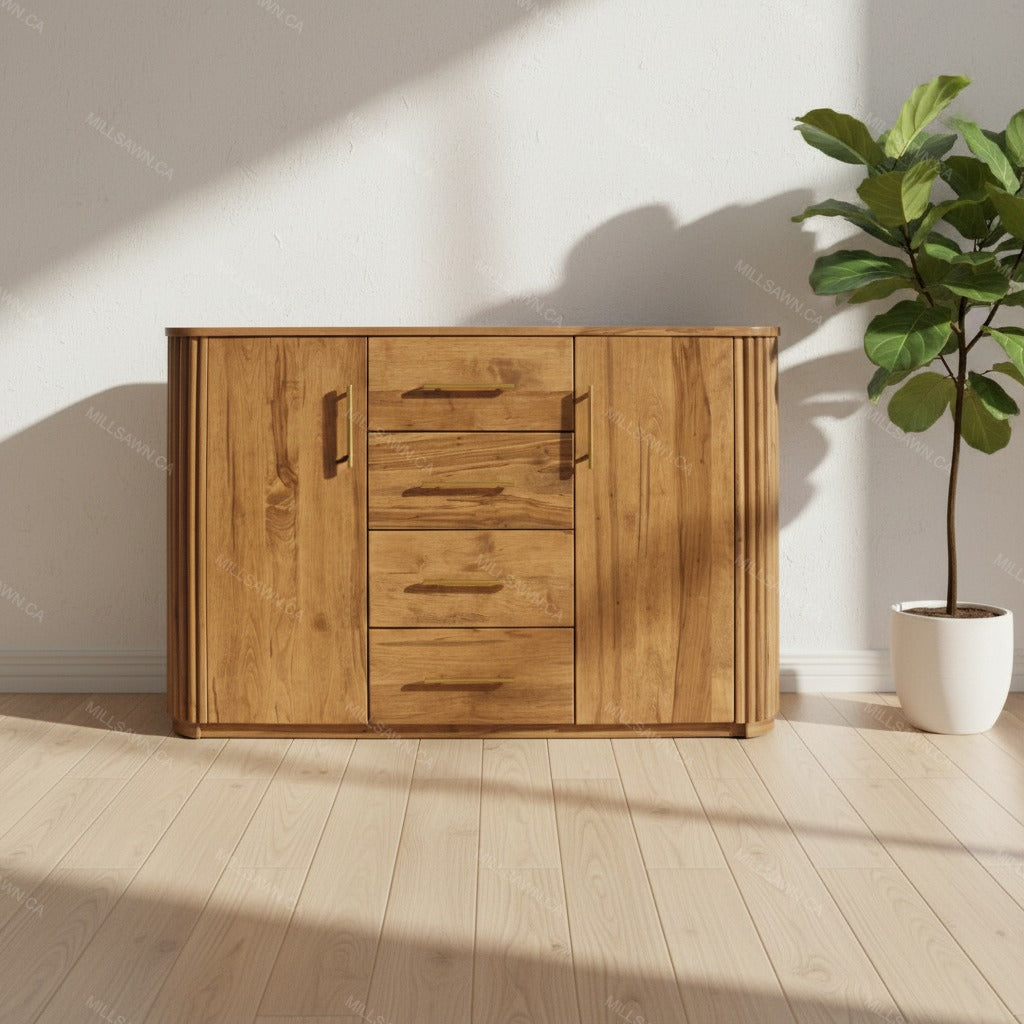 Vallery Solid Wood Sideboard With Flat Doors