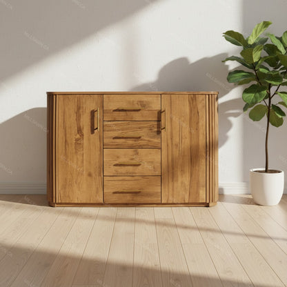 Vallery Solid Wood Sideboard With Flat Doors