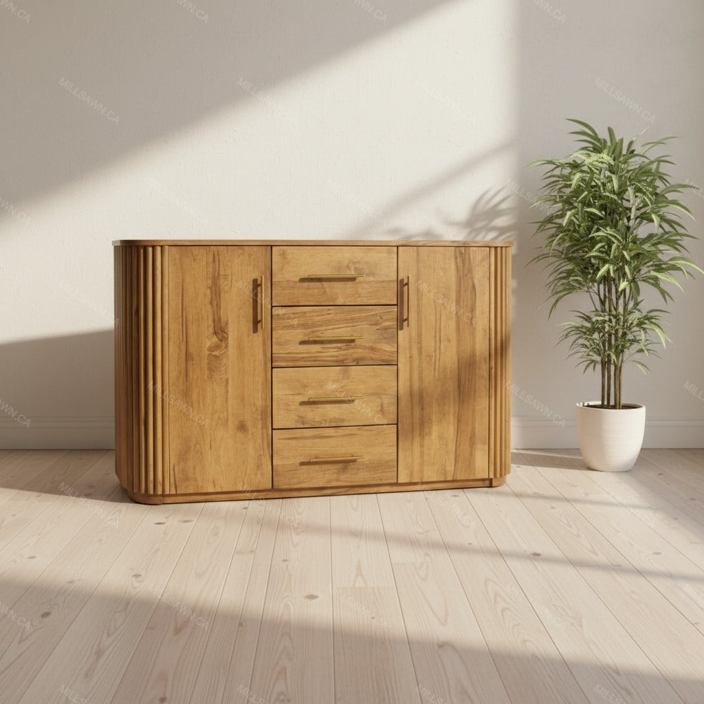 Vallery Solid Wood Sideboard With Flat Doors