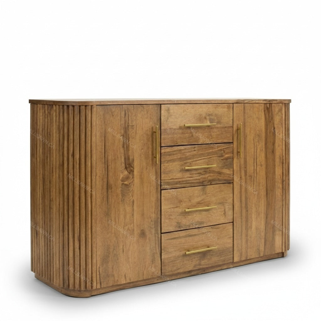 Vallery Solid Wood Sideboard With Flat Doors