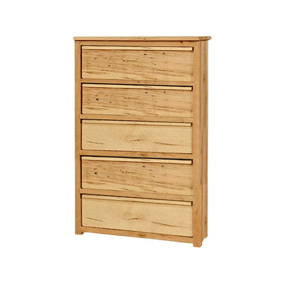 Wooden dresser with four drawers on a white background