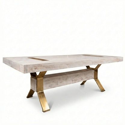 Arthur Philippe Solid Wood Top With Metal Base Dining Table