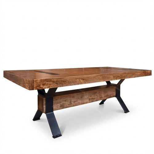 Arthur Philippe Solid Wood Top With Metal Base Dining Table