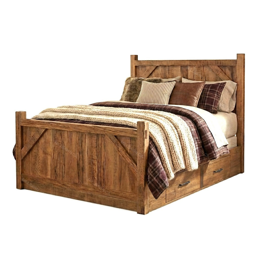Barnwood Solid Wood Bed With Storage