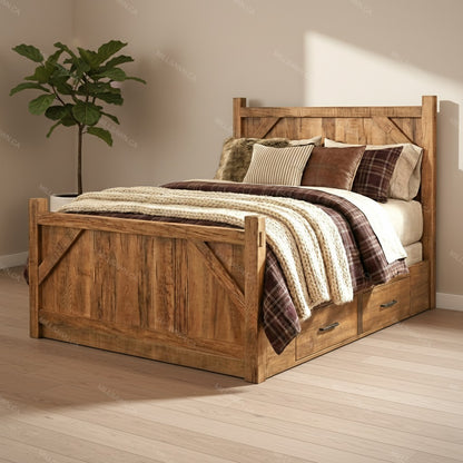 Barnwood Solid Wood Bed With Storage