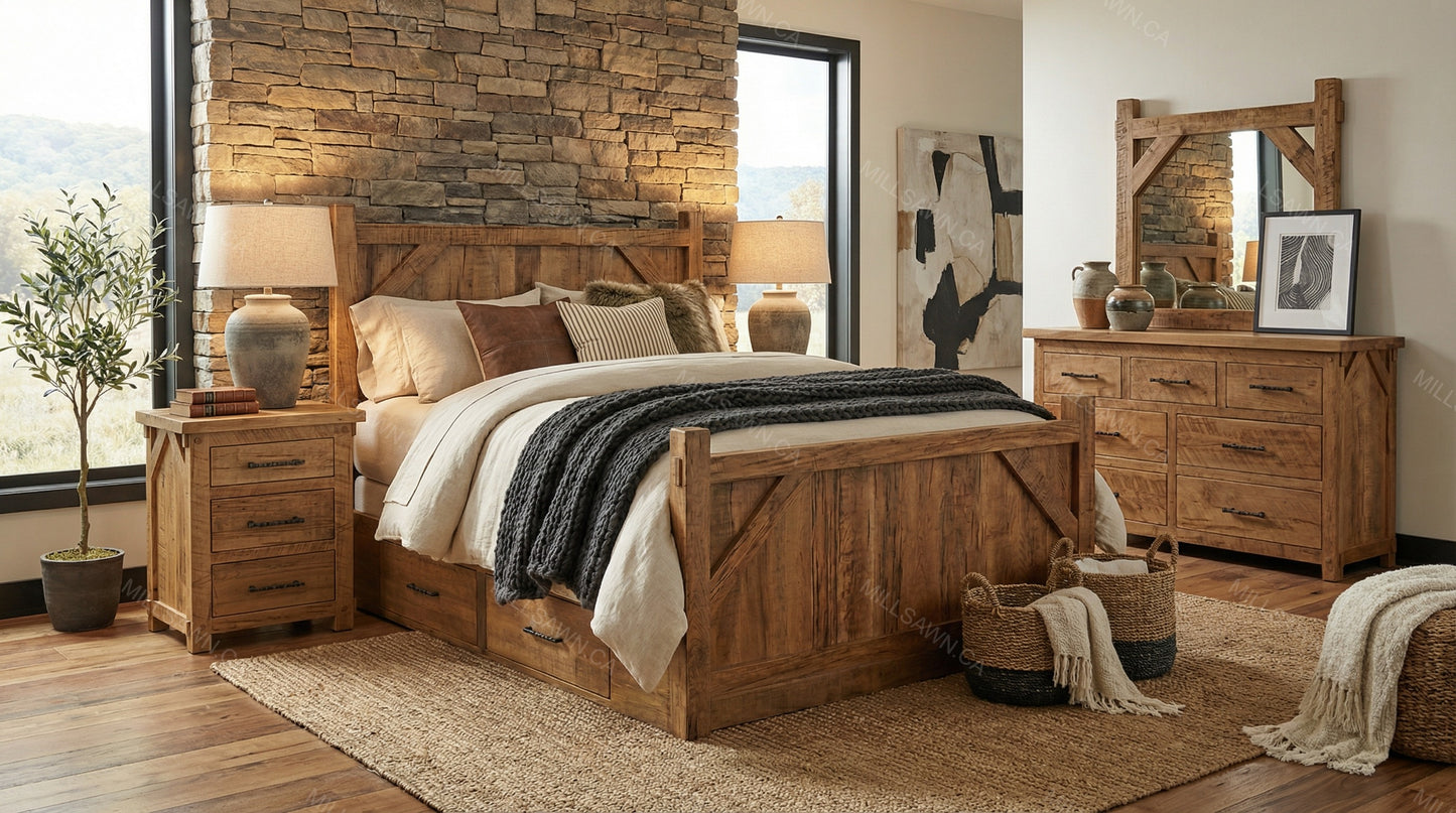 Barnwood Solid Wood Bed With Storage