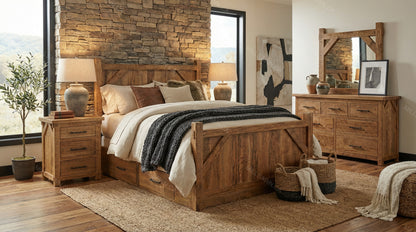 Barnwood Solid Wood Bed With Storage
