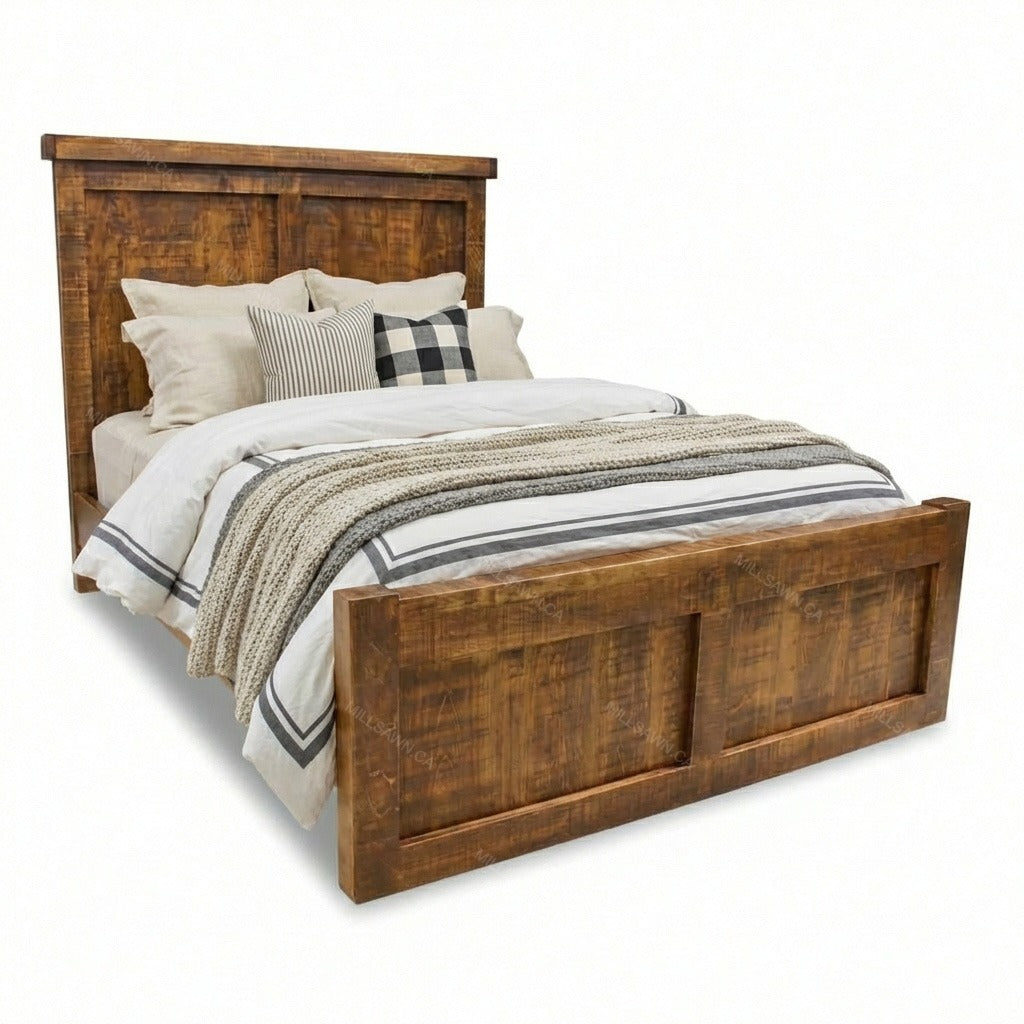 Beam Solid Wood Panel Bed