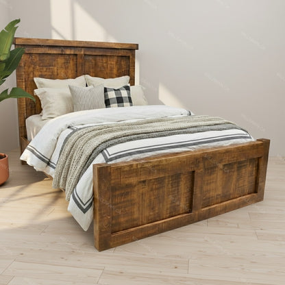 Beam Solid Wood Panel Bed