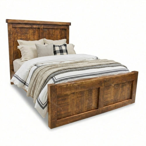Beam Solid Wood Panel Bed