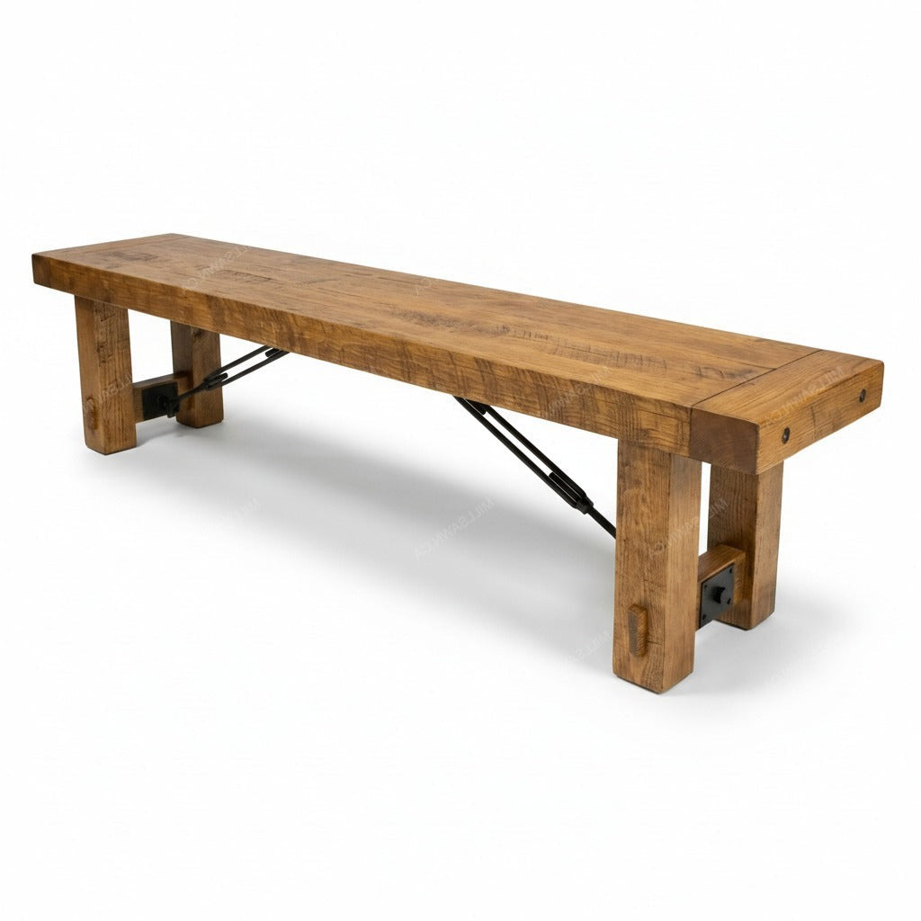 Wooden bench on a white background