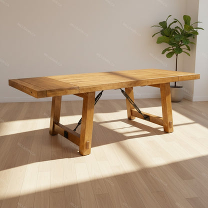 Benchmark Solid Wood Dining Table With End Leaves