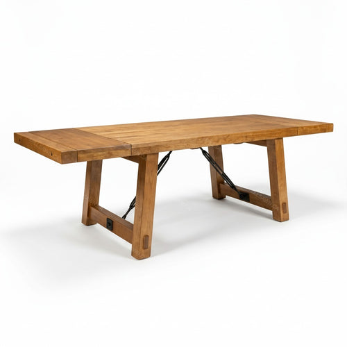 Benchmark Solid Wood Dining Table With End Leaves