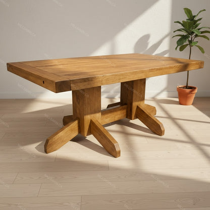 Benchmark Solid Wood Pedestal Dining Table