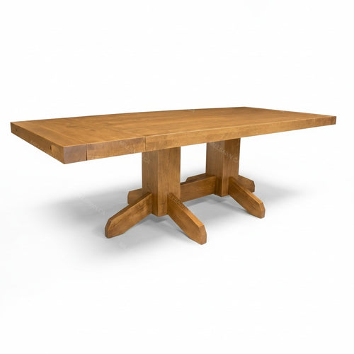Benchmark Solid Wood Pedestal Dining Table With End Leaves