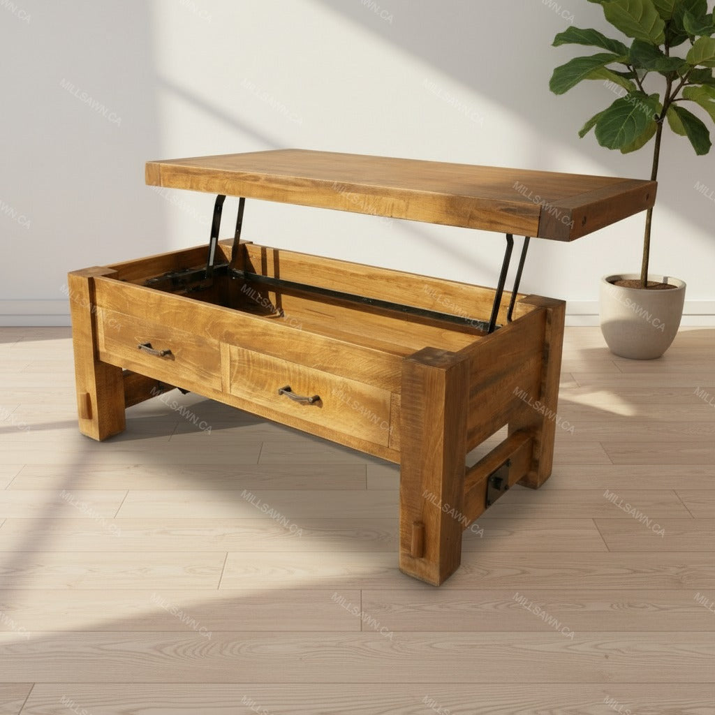 Benchmark Solid Wood Coffee Table With Turnbuckle