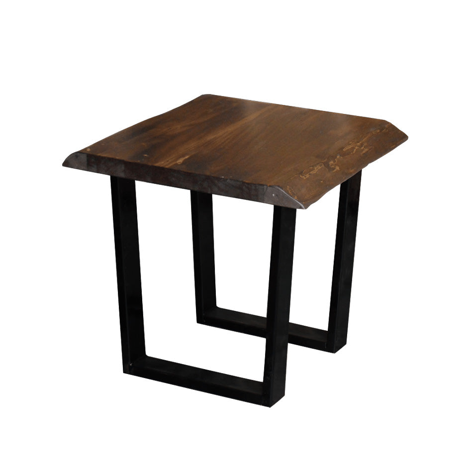 Table d'appoint Bogart avec plateau en bois massif et base en métal