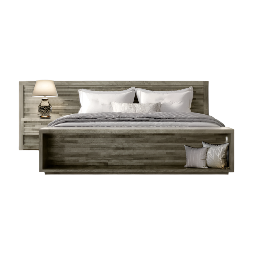 Ledge Rock Solid Wood Bed With Floating Nightstand