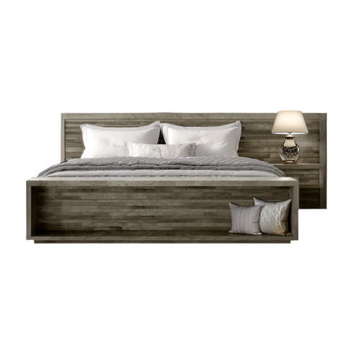 Lit en bois massif Ledge Rock avec table de chevet flottante