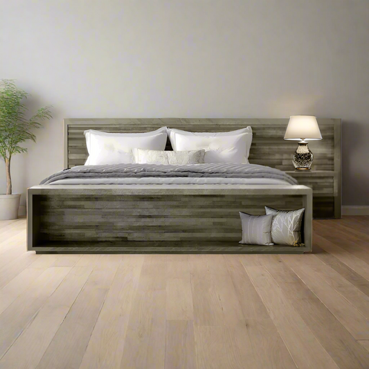 Ledge Rock Solid Wood Bed With Floating Nightstand