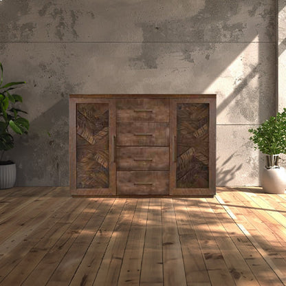 Bristol Sideboard With Drawers - Herringbone Wood Door